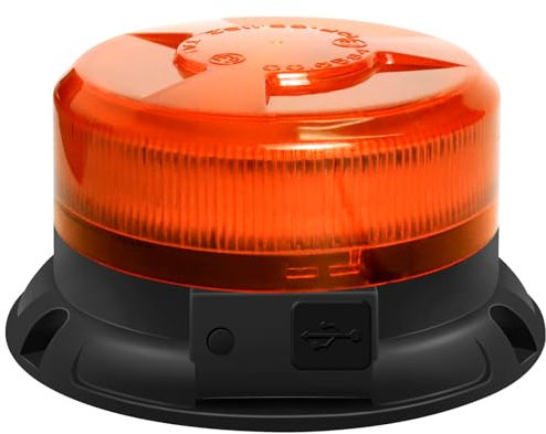 Dinfu Beacon Light LED Warning Light Wireless 12V Rechargeable Strobe Beacon Flashing Lights 9 Flashing Modes with USB Cable and Cigarette Lighter Charger for Car Tractor UTV Trailer SUV J-eep