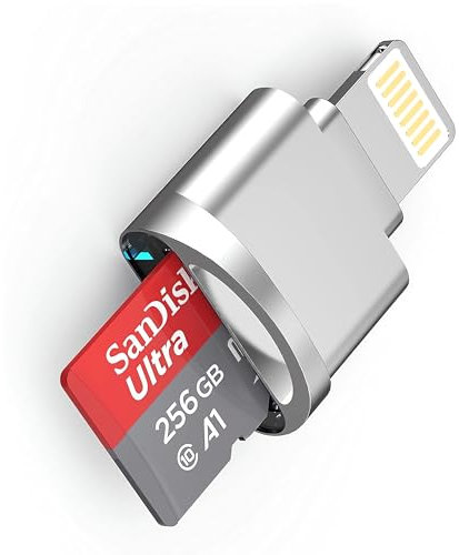 Lecteur de carte micro SD pour iPhone iPad, [certifié MFi] Lightning vers lecteur de carte micro SD/TF, adaptateur de lecture de carte mémoire pour iPhone 14/13/12/Pro/11/X/XR/Max/8, compatible iOS 13