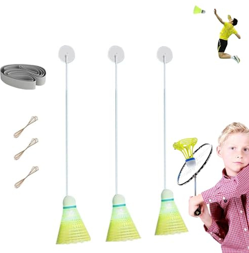 KeyoGoS Badminton-Trainingsgerät, Selbststudium, Badminton-Trainer-Set, Badminton-Übungsausrüstung, tragbarer Badminton-Trainer, elastisches Pick-up-Solo-Training