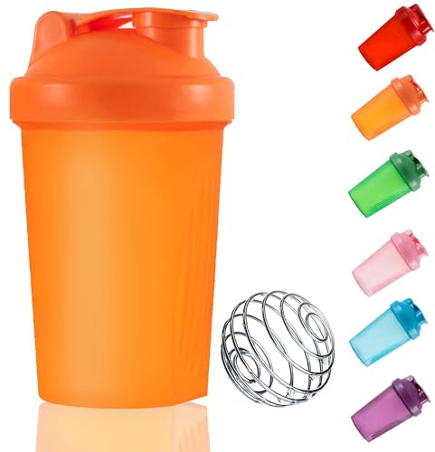 KANGSIT Bottiglia shaker per proteine da 400 ml, con sfera di miscelazione del filo, a prova di perdite, senza BPA, perfetta per mescolare frullati in polvere, lavabile in lavastoviglie