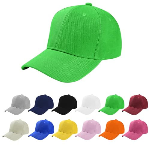 Aomig Basecap Unisex, Freizeit Baseball Cap Herren und Damen, Einstellbare Kappe mit Schirm, Sonnenschutz Baseballkappe für Outdoor Running Tennis Golf Reisen(Leuchtendes Grün)