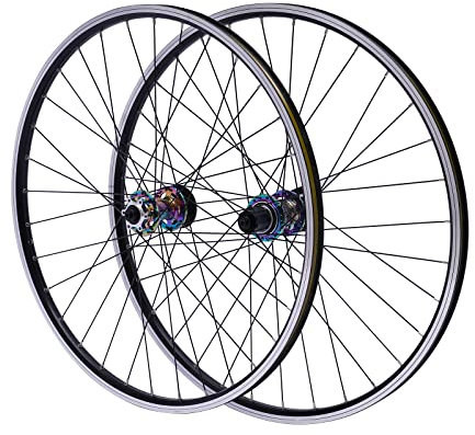 UESUENYENS 29 Zoll 7-12 Gang MTB Mountainbike Laufradsatz Vorne/Hinten Aluminium Felge Nabe Fahrrad Räder, Doppelte Sechs-Loch-Scheibe (Buntes)