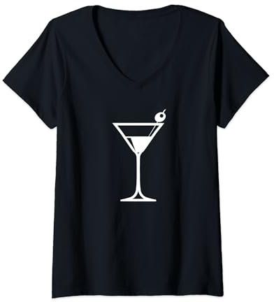 Womens Martini Cocktail glass with olive I like cocktails V-Neck T-Shirt