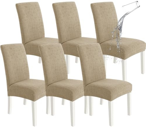 Ystyle Stretch Stuhlhussen 6er Set, Stuhlbezug Elastischer, Hussen Für Stühle Abnehmbarer, Stuhlbezüge Chair Cover Langlebig Universal, Für Bankett Deko Und Hochzeit Partys, Khaki