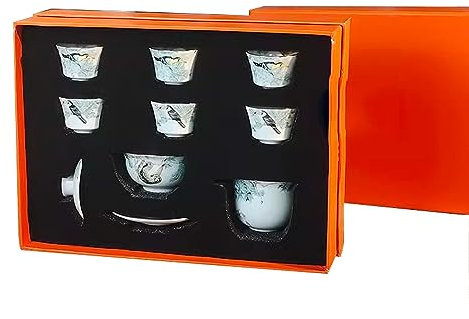 XaEjNzwDT teteras para te Tetera marroqui uego de Cafe Juego de té de cerámica para el hogar, Juego de té Gaiwan Teacup Kungfu(Color:A,Size:)