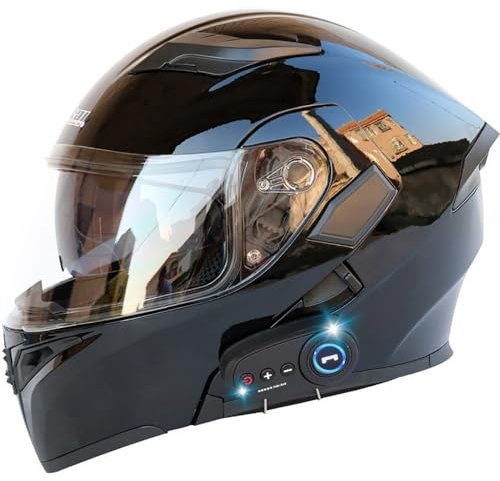Motorrad-Helm Klapphelm Integralhelme mit Bluetooth, Motorradhelm Modular Flip Up Front mit Doppelvisier und Mikrofon, ECE Zertifiziert, Klapphelm Motorrad Herren und Damen