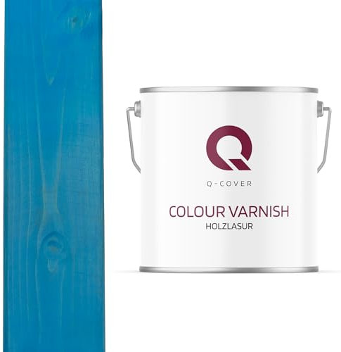Q-Cover Holzlasur Hellblau 5L (ca.25m²-1 Anstrich) Satin Holzschutz Holzschutzlasur Lasur Wasserbasierte Innen Außen Lasur Abperleffekt Für Holz