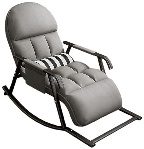 Ogimeka Schaukelstuhl XXL, Schaukelsessel Extra Groß Schaukelstühle Wohnzimmer mit Gepolsterter, 5-Fach Einstellbar Schaukel Sessel für Wohnzimmer Schlafzimmer Balkon, Belastbarkeit Bis 150kg (Grau)