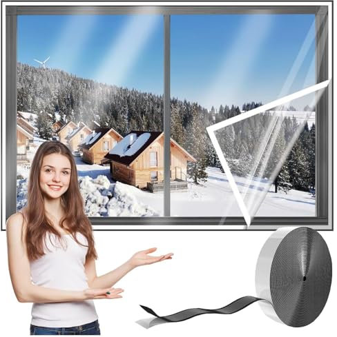 Weatherproofing Window Insulation Kits 135x160cm White Thick Clear Window Covering Shrink Film Fits for Most Windows