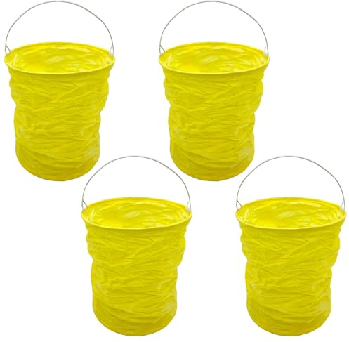 Niuhong 4pcs Papier Laterne Lampions Runde Rohrform Papier Gartenlaternen Hängen Windlicht Ohne Kerzen Groß Tischlaterne Tischdeko Laternen Aufhängen Party Geburtstag Dekoration Hochzeit Taufe (Gelb)