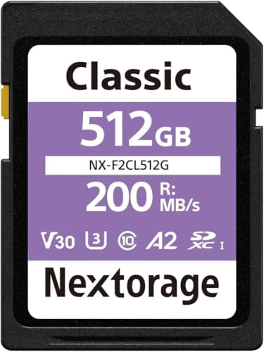 Nextorage SD Karte 512GB UHS-I SDXC, japanische speicherkarte datenspeicher SD Card, Kamera Zubehör für Nikon/Canon/Sony/Fujifilm, F2CL NX-F2CL512G