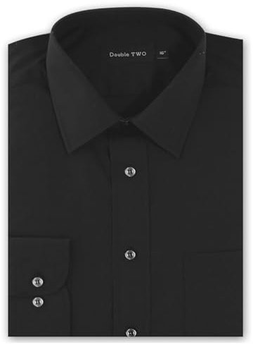 Double TWO Mens Extra Tall Long Sleeved Formal Shirts (224) in Black in 18