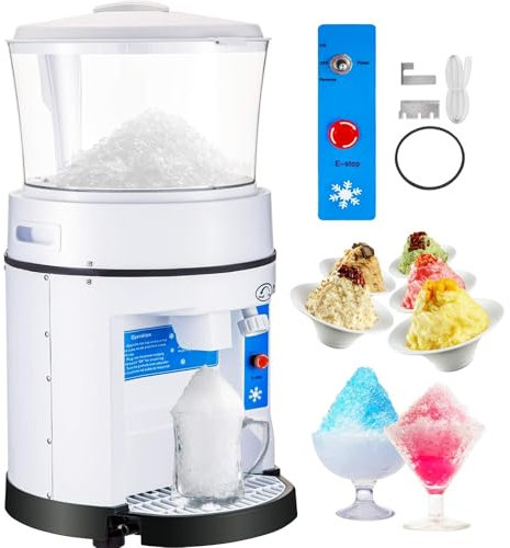 Macchina elettrica per Ghiaccio tritato da 350 W, frantoio da 1.100 libbre/Ora con tramoggia da 17,6 libbre, Macchina elettrica per Coni di Neve da Tavolo, velocità di Rotazione di 320 Giri/min