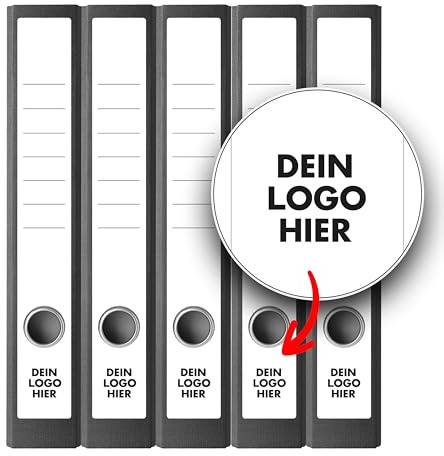Ordnerrücken Etiketten selbst gestalten – 10 Aufkleber mit Logo – selbstklebend für Ordner A4 schmal – Klebeetiketten als Rückenschilder für Ordner – Untergrund scheint nicht durch - WEISS
