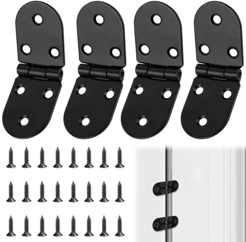 keyxer 4 pièces Charnière Plate, Charniere Invisible, Charniere Avec Vis pour Meubles, Charnières Rondes à Visser à 180 Degrés, pour Porte Placard/Petites Portes/Tiroirs/Fenêtres/Pianos/Tables