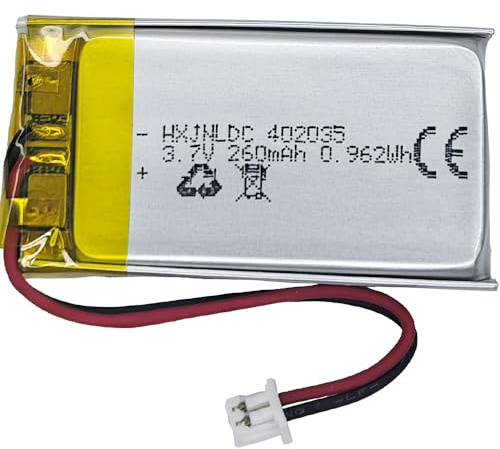 DC 3.7V 260mAh 402035 Batterie au Lithium polymère Rechargeable pour DIY 3.7-5v Produits électroniques avec 2 Fils intégrés de Remplacement de la Batterie et de la lumière LED
