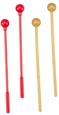 FRCOLOR 2 Paare Schlägel für Glockenspiel Hochwertige Abs Weich und Hart für Xylophon Glockenspiel und Percussion Instrumente Teiliges Rot und Gold