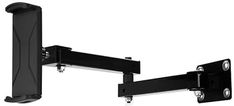 FuxFuis Wandhalterung für Tablet Tablet Wandhalterung Dehnbar & Faltbar Tablethalterung für Mobiltelefone und Tablets von 4,7 bis 14 Zoll, Schwarz Wand Tablet Halter für Küche, Fitnessraum, Büro