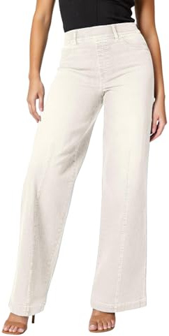 Generisch Pantalones vaqueros de pierna ancha con costura en la parte delantera. Jeans de pierna ancha en la parte delantera. Cintura alta elástica.
