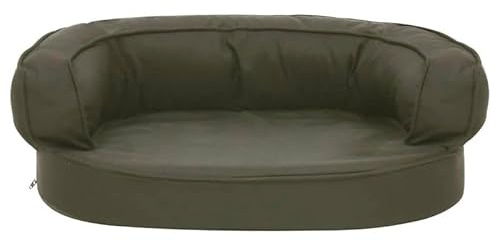 Elegans hundmadrass 60 x 42 cm – ergonomisk hundbädd med linneutseende i mörkgrå – andningsaktiv och lättskött för hundar av alla storlekar – perfekt för lägenhet, hus och resor