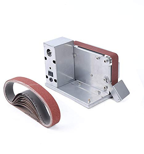 Mini Bandschleifer, 200W Bandschleifmaschine 7-Stufig DIY Poliermaschine, 10 PCS Schleifgürtel, 30 * 533mm Schleifbänder Geliefert für Zuhause, Holz, Kunststoff, Acryl