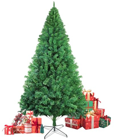 Künstlicher Weihnachtsbaum 210 cm - Spritzguss Mix aus naturgetreuem PVC + PE mit Metallständer Schnellaufbau Weihnachtsdeko – Überzeugend für 10 Jahre Ohne Dekorationen