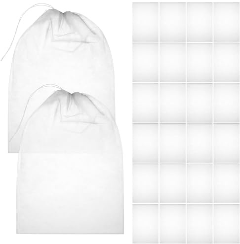 Yardenfun 100 Stück Wiederverwendbare Schuhbeutel aus Vliesstoff mit Kordelzug Weiß 32x38cm Reise Organizer für Schuhe Kleidung und Haushaltsgegenstände Staubdicht und Kompakt