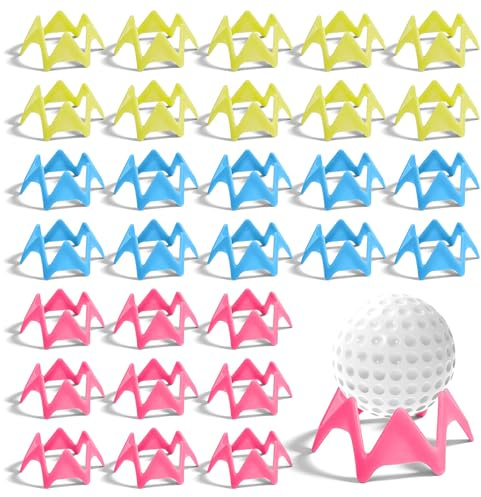 Demlaka 30 Stück Golf Simulator Tees Golftees: Kunststoff Golftees, Mehrfarbiges Design, Golfmatte Zubehör, Indoor Outdoor Golf, für Driving Range, Winterrasen und Golfplatz