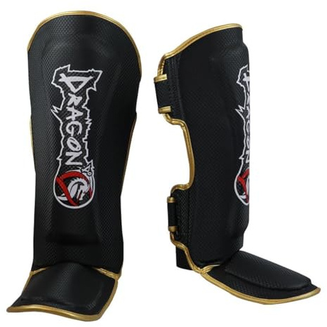 DRAGON DO Espinilleras Muay Thai, kickboxing y artes marciales mixtas para hombres, mujeres, niños con ajuste perfecto y acolchado ideal y para otras artes marciales (L)