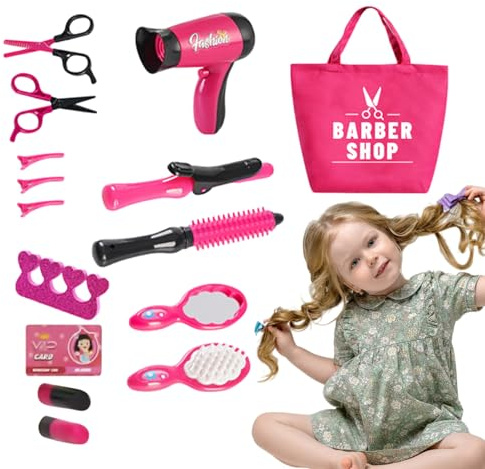 Set da gioco per parrucchiere per bambini, set da gioco per acconciature | Gioca a Set asciugacapelli per salone di bellezza per ragazze | di trucchi giocattolo colorato per intrattenimento, gioch