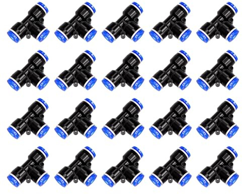 20 Piezas 12mm Neumática Guarniciones de Conector,3 Vías de Empuje Para Conectar Accesorios,Conexiones Rápida de Aire Comprimido Conector Neumático de Empuje Para la Conexión Rápida de Tuberías,PE-12