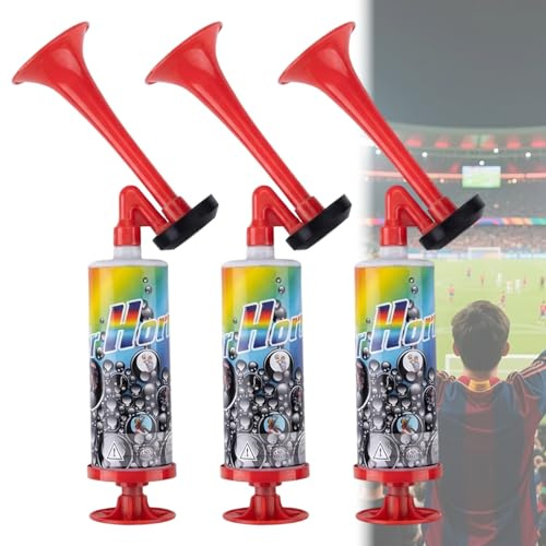 RzuoQnt 3 Stück Airhorn Air Horn, Loud Handheld Tröte, Extrem Laut Wiederverwendbare Hupe, Druckluft Fanfare Tröten Zum Anfeuern für World Cup Tröte, Zum Anfeuern Hupe im Fußballspielen und Partys