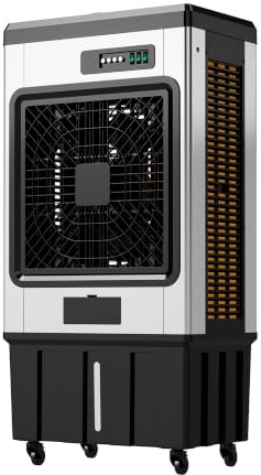 Raffreddatore evaporativo portatile, climatizzatore mobile senza tubo scarico, ventilatore rinfrescante silenzioso con confezioni ghiaccio per ambienti domestici e commerciali black