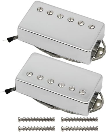 FLEOR Alnico5 Gitarren-Humbucker-Tonabnehmer-Set Chrom Steg- und Hals-Tonabnehmer Kompatibel mit Gitarrenparts im LP-Stil