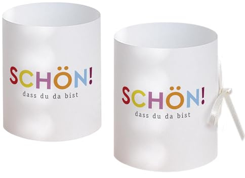 8 Stück Lichthülle für Tischlicht Schön DASS du da bist Tischdeko bunt