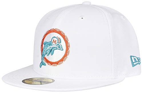 New Era 59Fifty - Cappello NFL Miami Dolphins Retro, colore bianco - 6 7/8