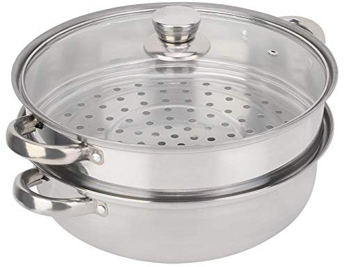 Safe Stainless Steel 2-Tier Food Steamer Pan/Stock Pot/Vegetables Food Eggs Boilers (27 * 27 * 19.5cm / 10.6 * 10.6 * 7.7in)