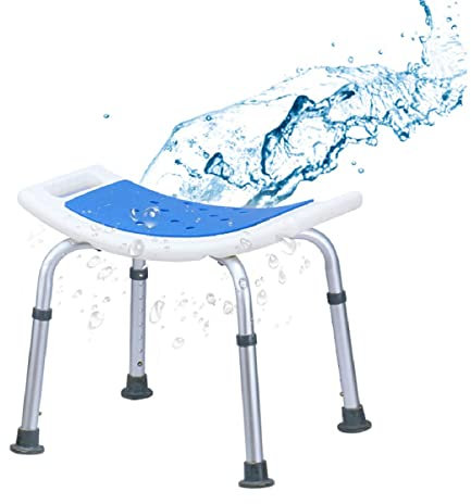 COSTWAY Shower Chair with Handles, Height Adjustable Bath Tub Shower Stool, Elderly Handicap Disabled Non-Slip Bathroom Bench (Padded Seat, 51 x 31.5 x 39-51cm)