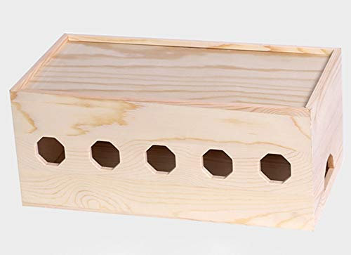 Insun Boîte de Rangement en Bois pour Câbles Boîtier Range-Câble pour Bureau Rangement Cache Cable PC& Cable TV& Prise Electrique& Multiprise& AC Adaptateur Bois Naturel XL