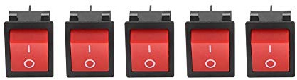 Regun 5 pièces Interrupteur à bascule, 30A 120V AC 250V AC Type Bateau Commutateur à Bascule 4 Broches ON/OFF, rouge avec LED, Facile à Contrôler L'équipement électrique (5 PCS)