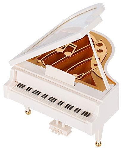 Carillon per pianoforte bianco 4.9x4.7x5.7in Mini pianoforte da tavolo Ornamento Scatole musicali per Natale, compleanno