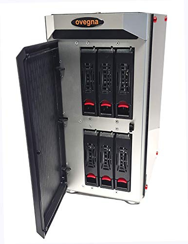Ovegna NAS-6: Serveur NAS Intel Celeron J1900 Quad Core 1.9Ghz, 8 GB RAM DDR3, Disque 64GB SSD (Système), avec 6 Baies, 6 Disques durs de 1 to 7200RPM fournis, Linux Ubuntu 20.04 en RAID5 et Samba