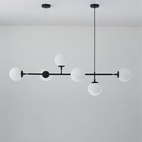 Naiyn Lampadario moderno a 6 luci E27 Lampadario moderno a sfera in vetro del Nord Europa per soggiorno Sala da pranzo Decorazione artistica Ristorante Lampada a sospensione nera