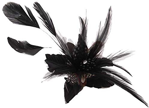 KABELIFE Blume Haarspangen mit Federn Haarschmuck Blume Brosche für Frauen Fest Party Hochzeit (Schwarz)