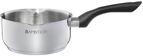 Ambition 81313 Kasserolle VIKOS 1.5l Stielkasserolle Kochtopf Kleiner Topf Milchtopf Induktion Edelstahl