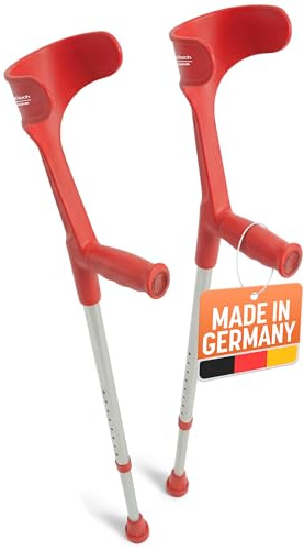 Dr. Paul Koch Krücken Paar Rot | Gehhilfe Aus Aluminium Mit Kunststoffgriffen - Belastung Bis zu 120kg