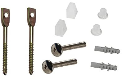 Cofan Conjunto de Tornillos Horizontales | Fijación para el Inodoro | M5 x 75 | Compuesto de Dos Tornillos, Tapones y Tacos