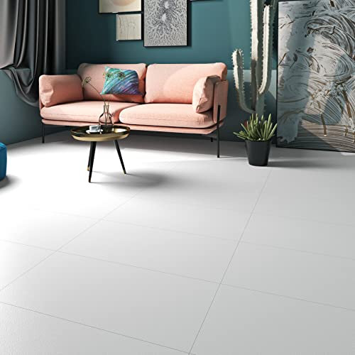 FunStick Pavimento PVC Adesivo Bianco Opaco 30X60CM 5 Piastrelle Adesive Pavimento Cucina Bagno Impermeabile Pavimento Vinile Adesivo Bianco Adesivi per Mattonelle Adesive Cucina per Muro Bianco