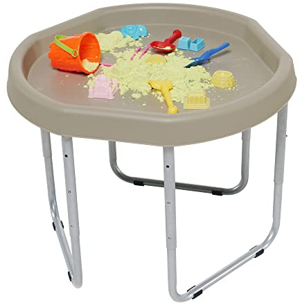 KUB® Original Hexacle Tuff Tray and Stand (Sand Taupe) - UK-Made, 3 Height Adjustable - Indoor/Outdoor - Sand Pit, Water Table for Kids - Versatile 2 Way Play With or Without Stand