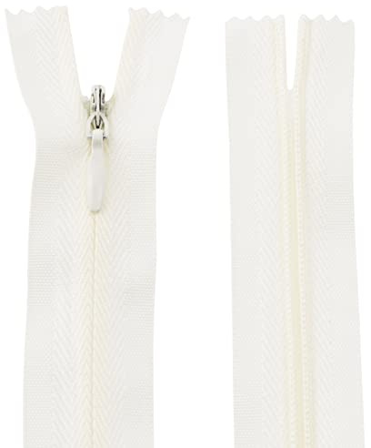 AERZETIX - C60984 - Set med 20 osynliga blixtlås 25cm - färg: vit mjölk - inte separerbara med dragrugbyboll outdragbar materia - dragkedja